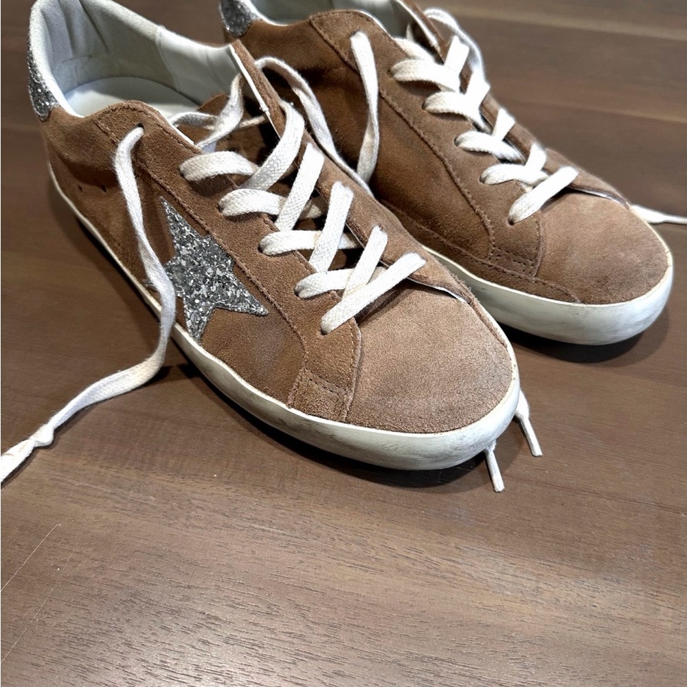 💫 Golden Goose 💫 Superstar Suede Upper Glitt Sneaker Like New 9 AUTHENTIC